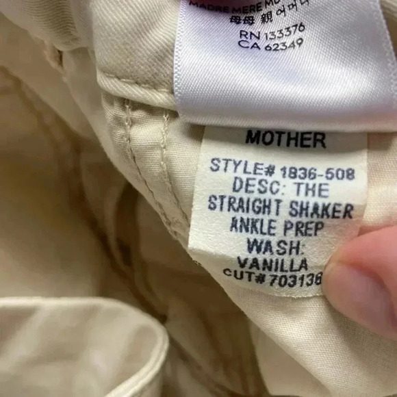 NWT Mother The Straight Shaker Ankle Prep Vanilla size 24 - Picture 10 of 11